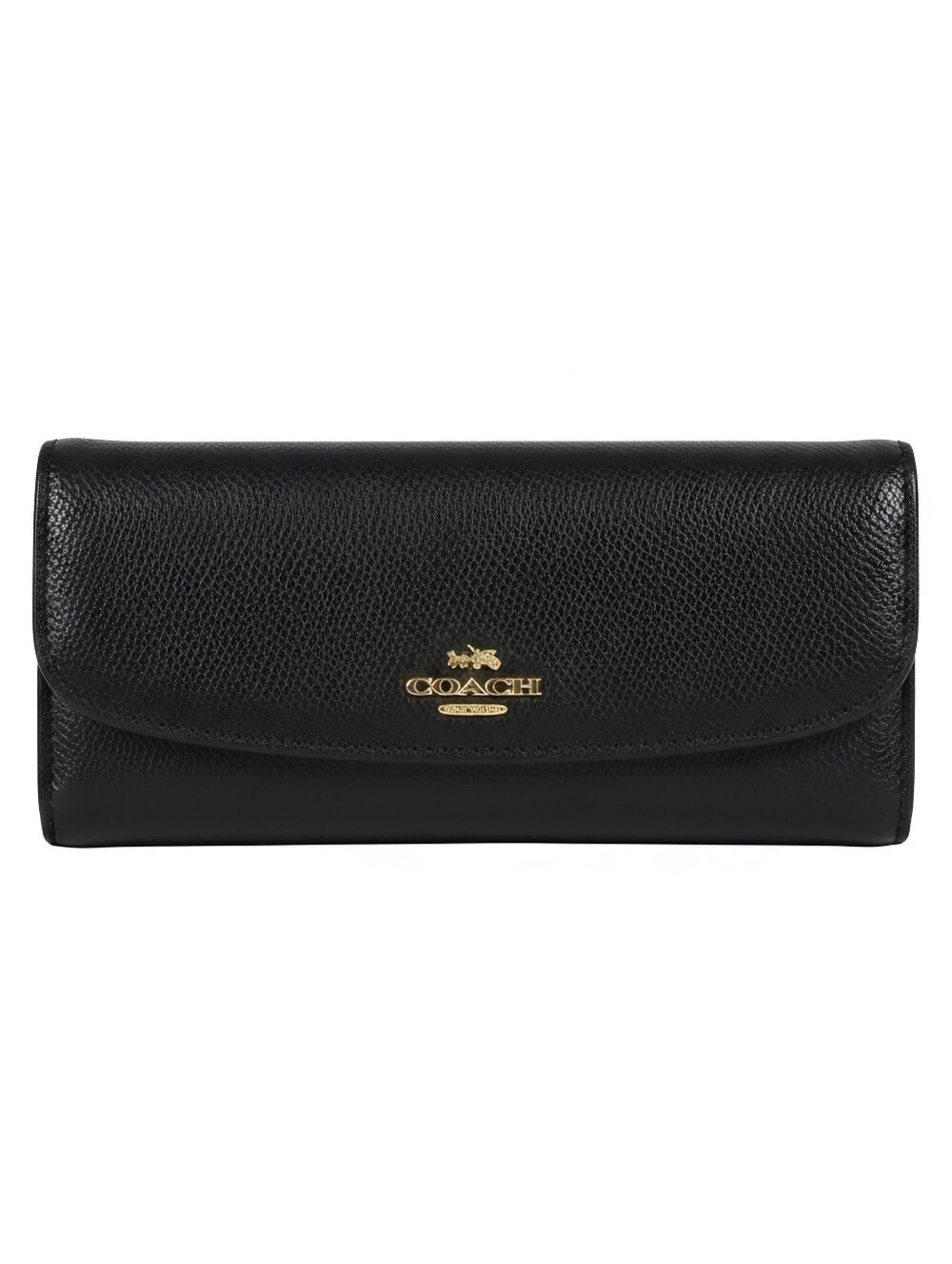 Coach Crossgrain Black Leather Slim Wallet